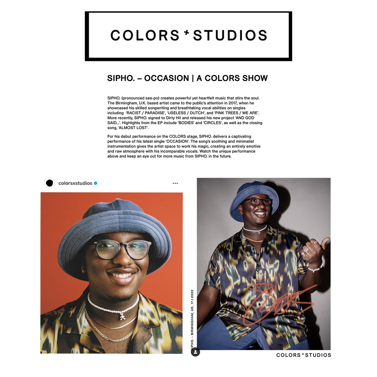 SIPHO for COLORS STUDIOS