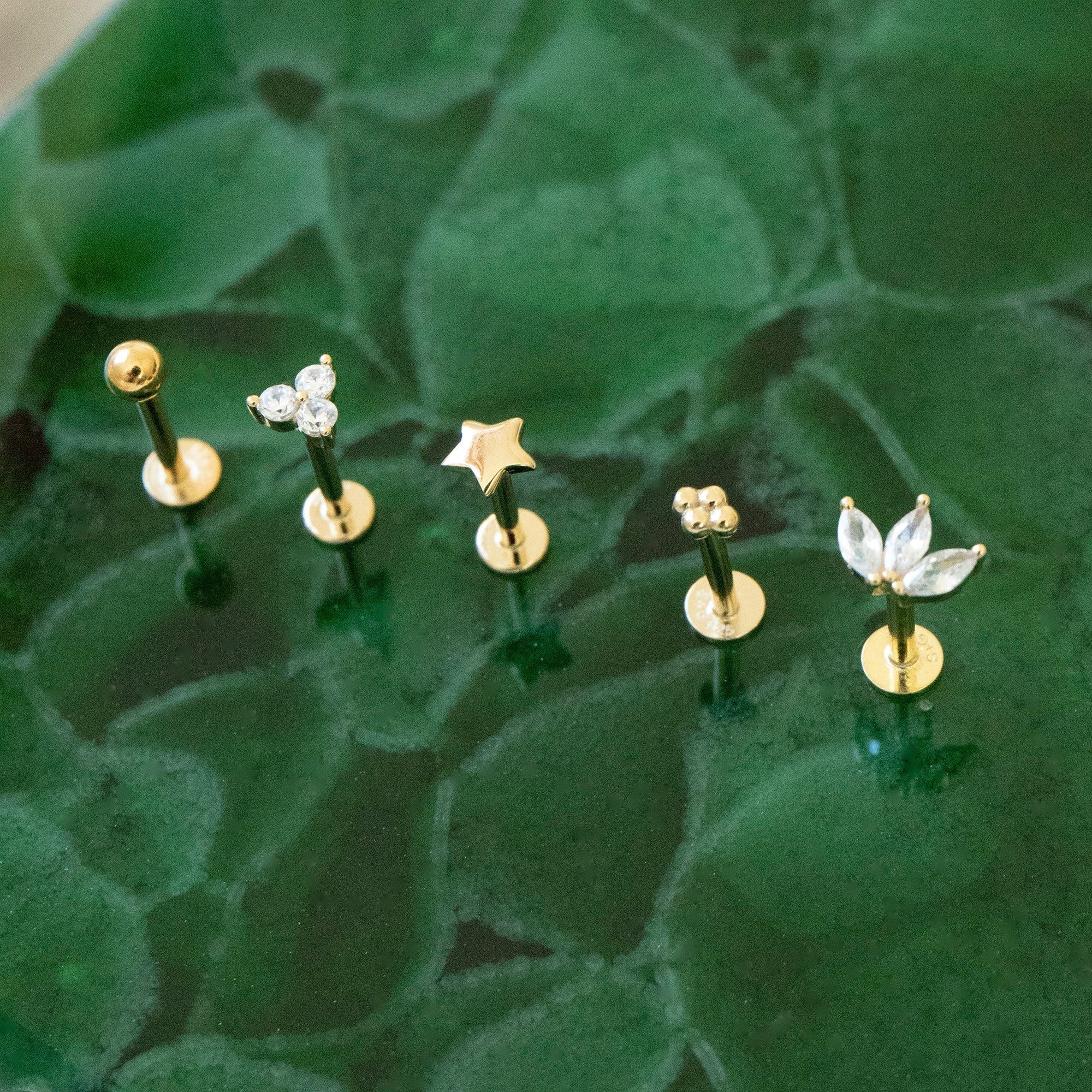 18ct Gold Vermeil 3mm Ball Labret Stud