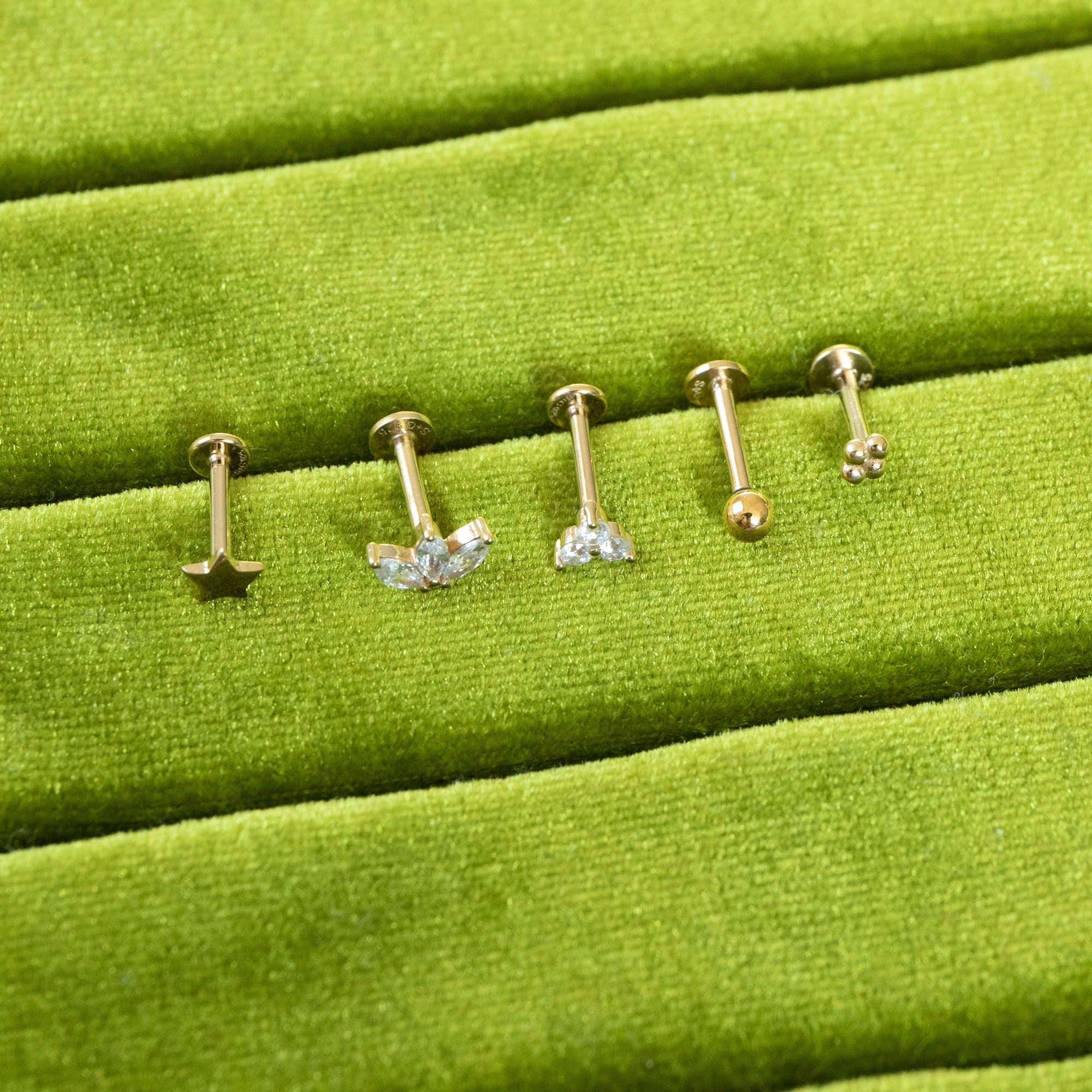 18ct Gold Vermeil 3mm Ball Labret Stud