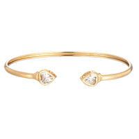 18ct Gold Vermeil Heart CZ Torque Bangle - Seol Gold