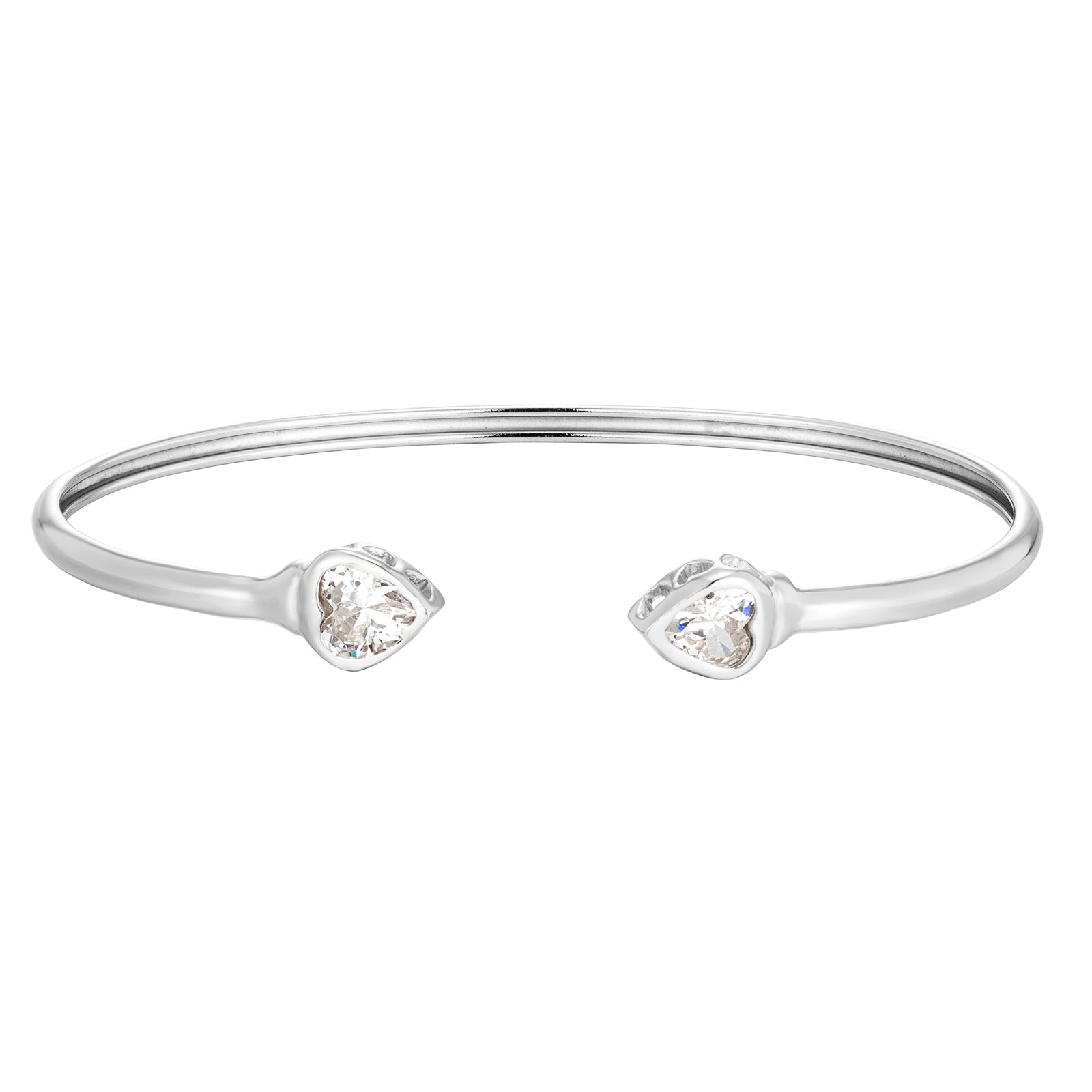 Seol Gold - Sterling Silver Heart CZ Torque Bangle