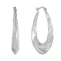 oval twist hoops - silver hoops - silver hoops - seol gold