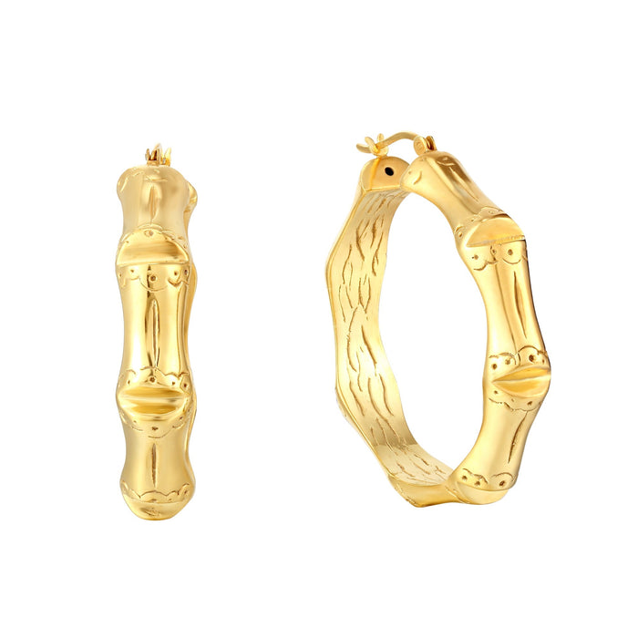 18ct Gold Vermeil bamboo hoops - seol gold