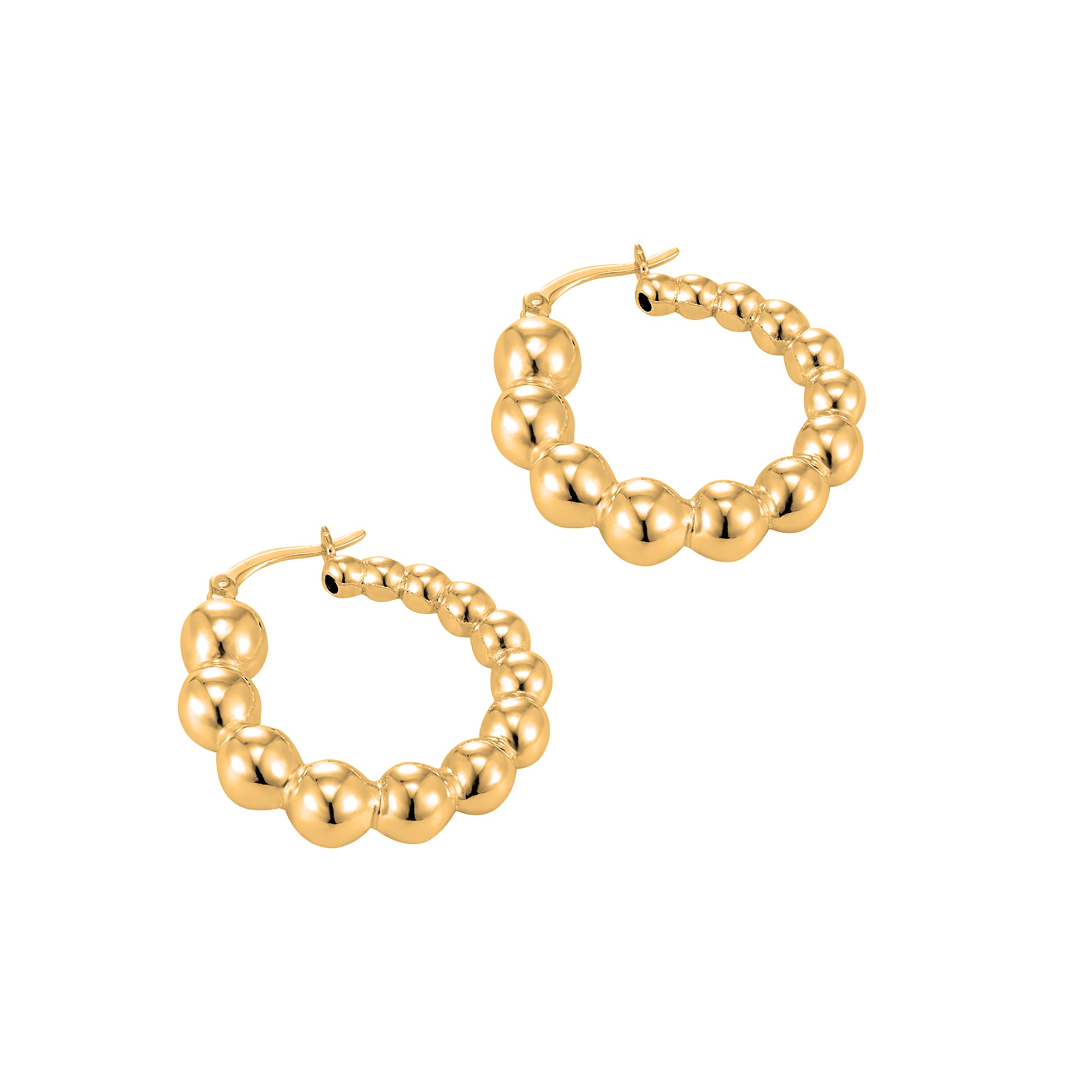 gold earrings - ball hoops - bead hoops - gold ball hoop - gold hoop earrings - gold creoles - seol gold