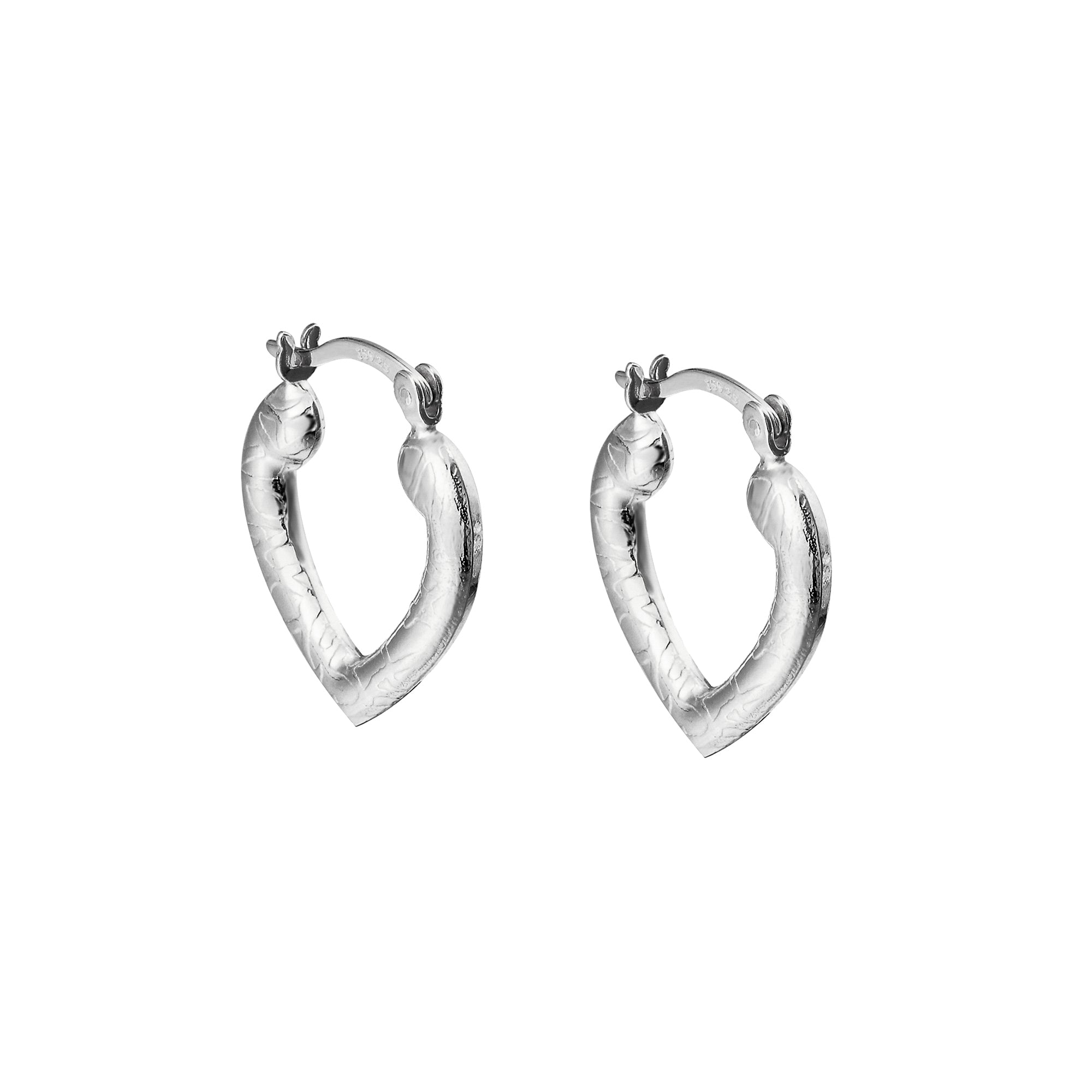 silver heart hoops - seolgold