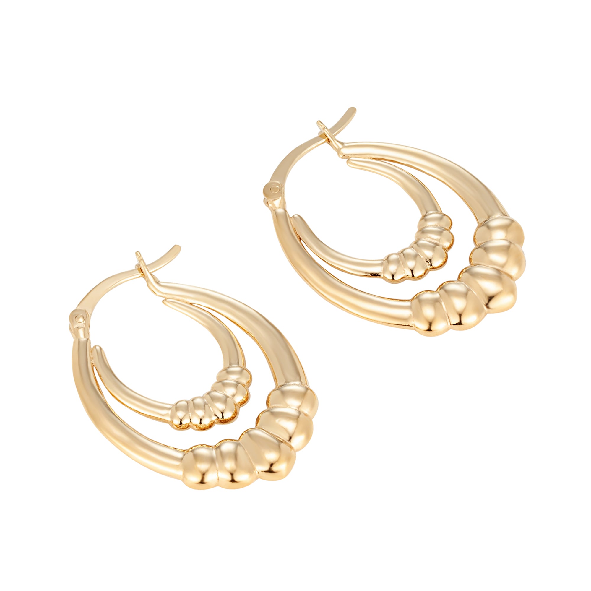 bead earrings - bead creoles - illusion hoops - double hoops -seol gold