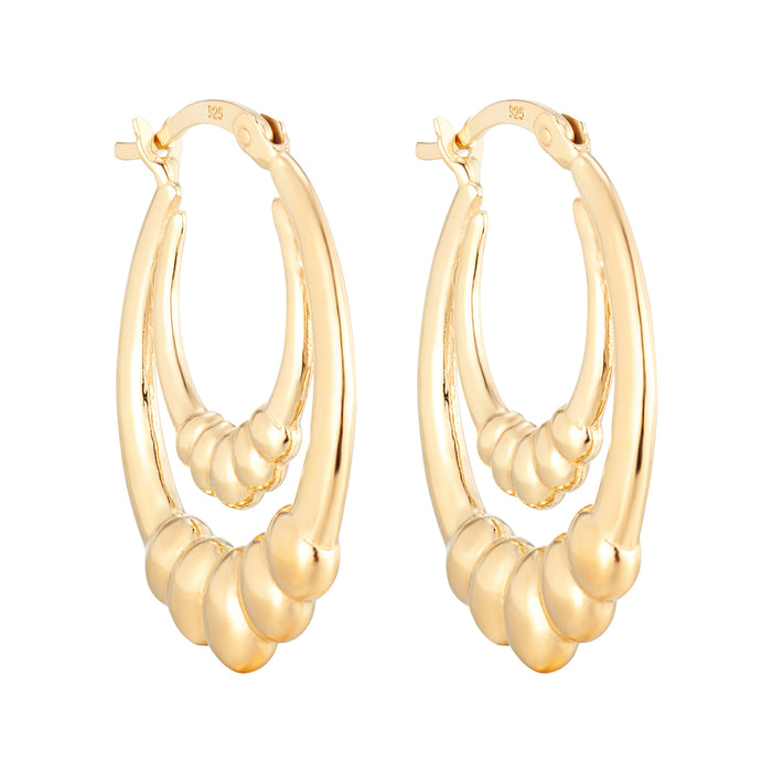 double hoops - illusion earrings - double hoops - bead hoops - seol gold