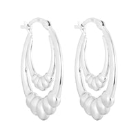 double hoops - duo hoops - sterling silver - silver creole - bead hoop - seol gold
