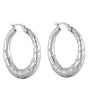 Silver Embossed Hoops - seolgold