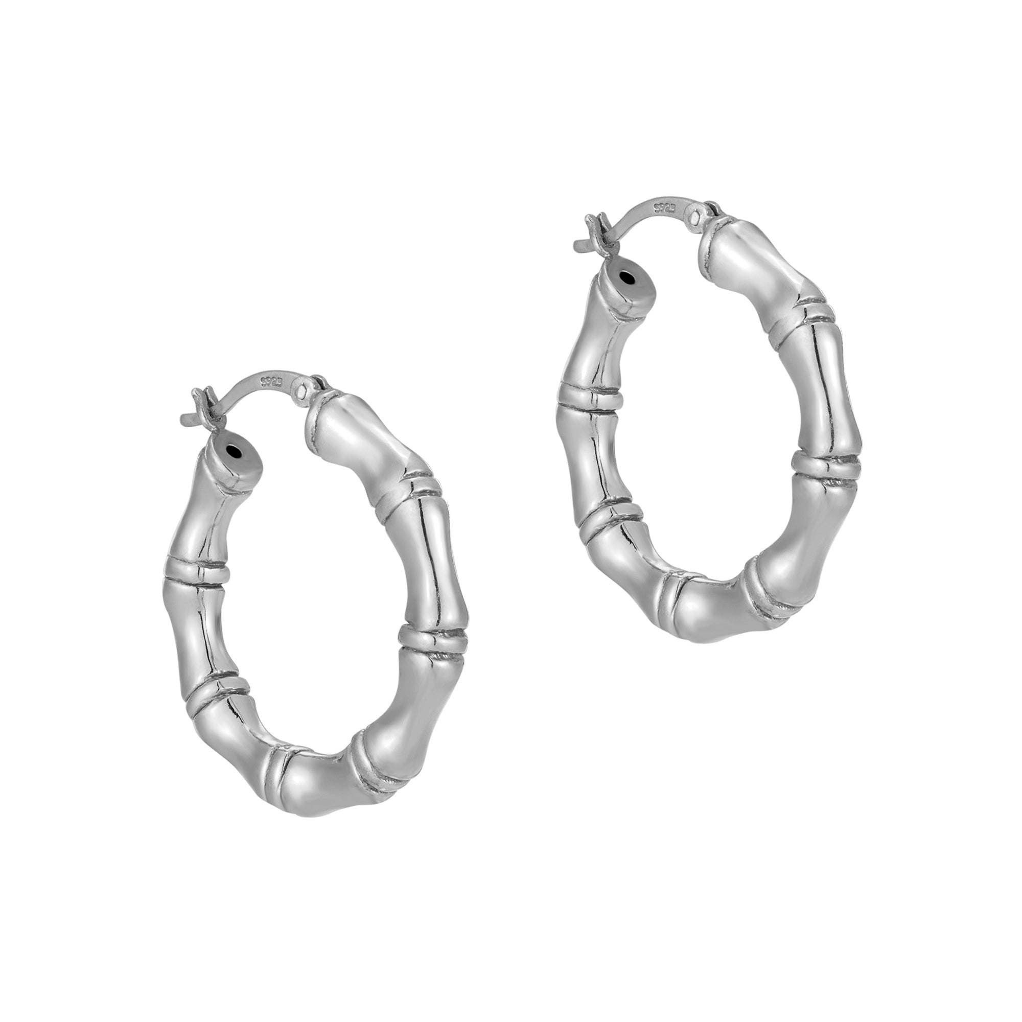 Sterling Silver Chunky Bamboo Hoops