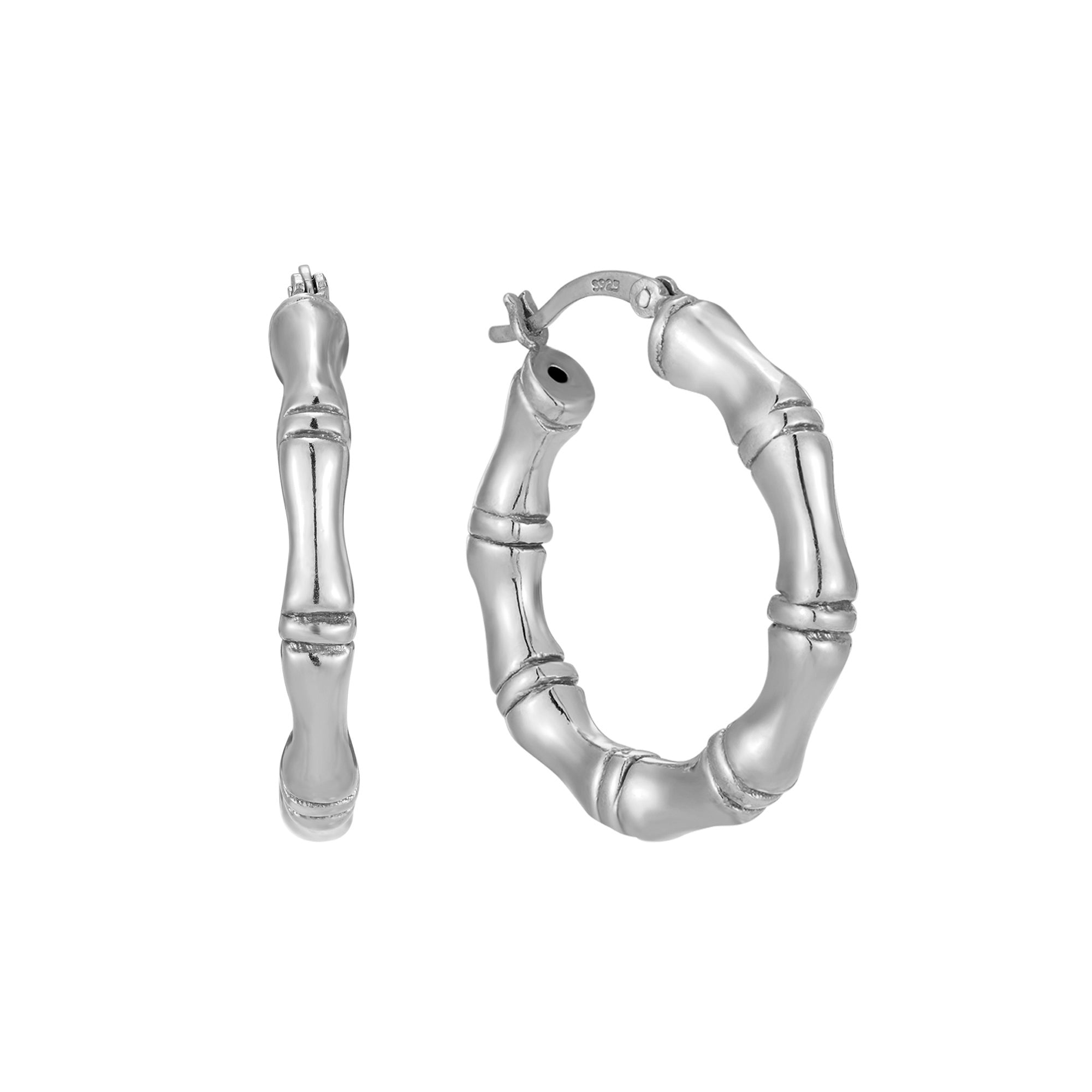 Sterling Silver Chunky Bamboo Hoops