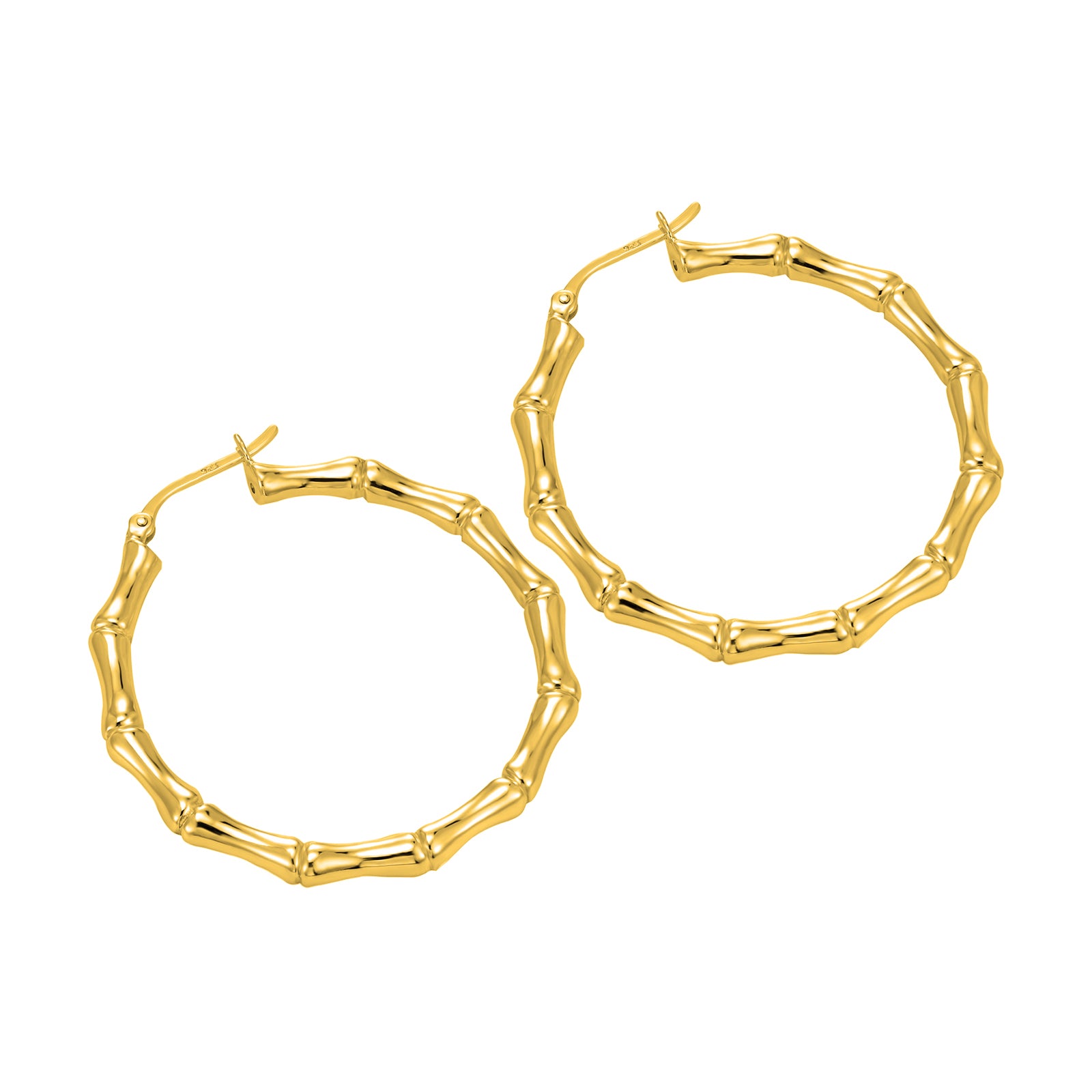 large gold bamboo hoops - seolgold