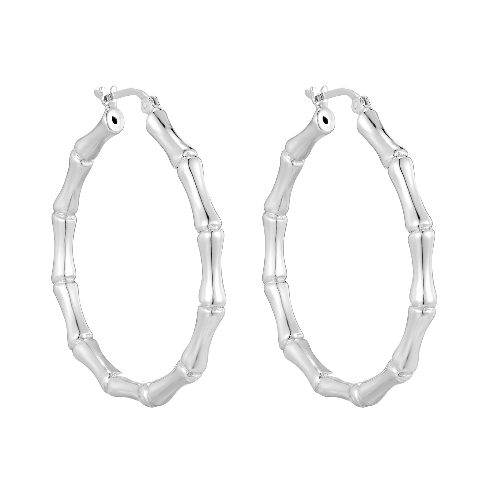 oversize silver bamboo hoops - seolgold