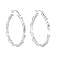 oversize silver bamboo hoops - seolgold