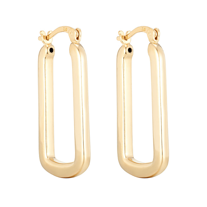 18ct Gold Vermeil Rectangle Hoops - Seol Gold