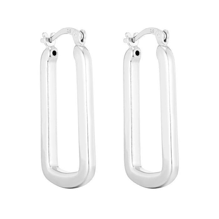 Sterling Silver Rectangle Hoops - Sterling Silver