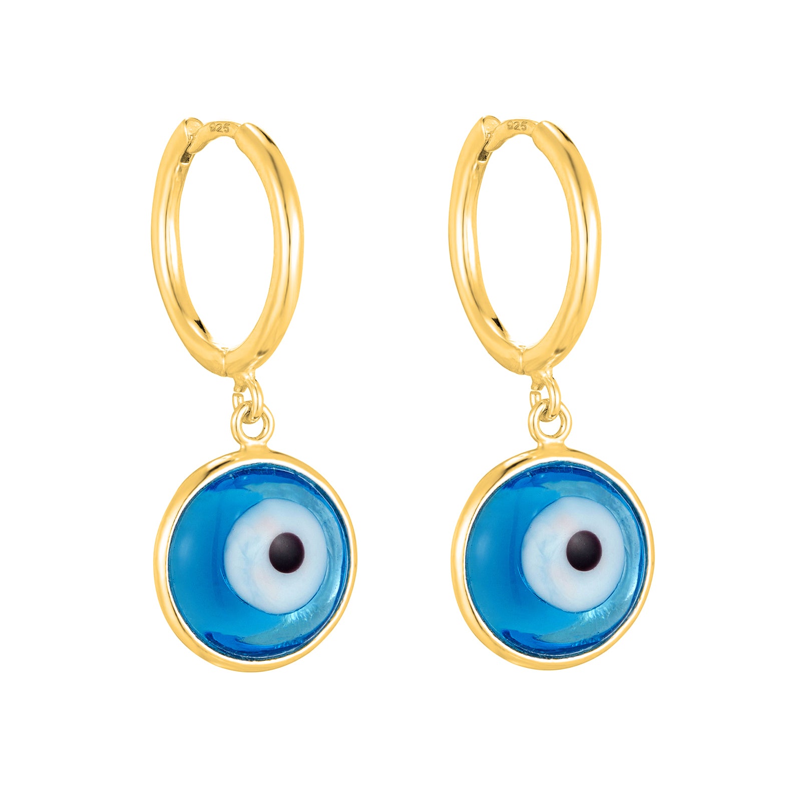 blue evil eye gold hoop - seolgold