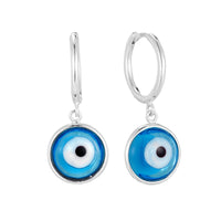 blue evil eye hoop earrings - seolgold