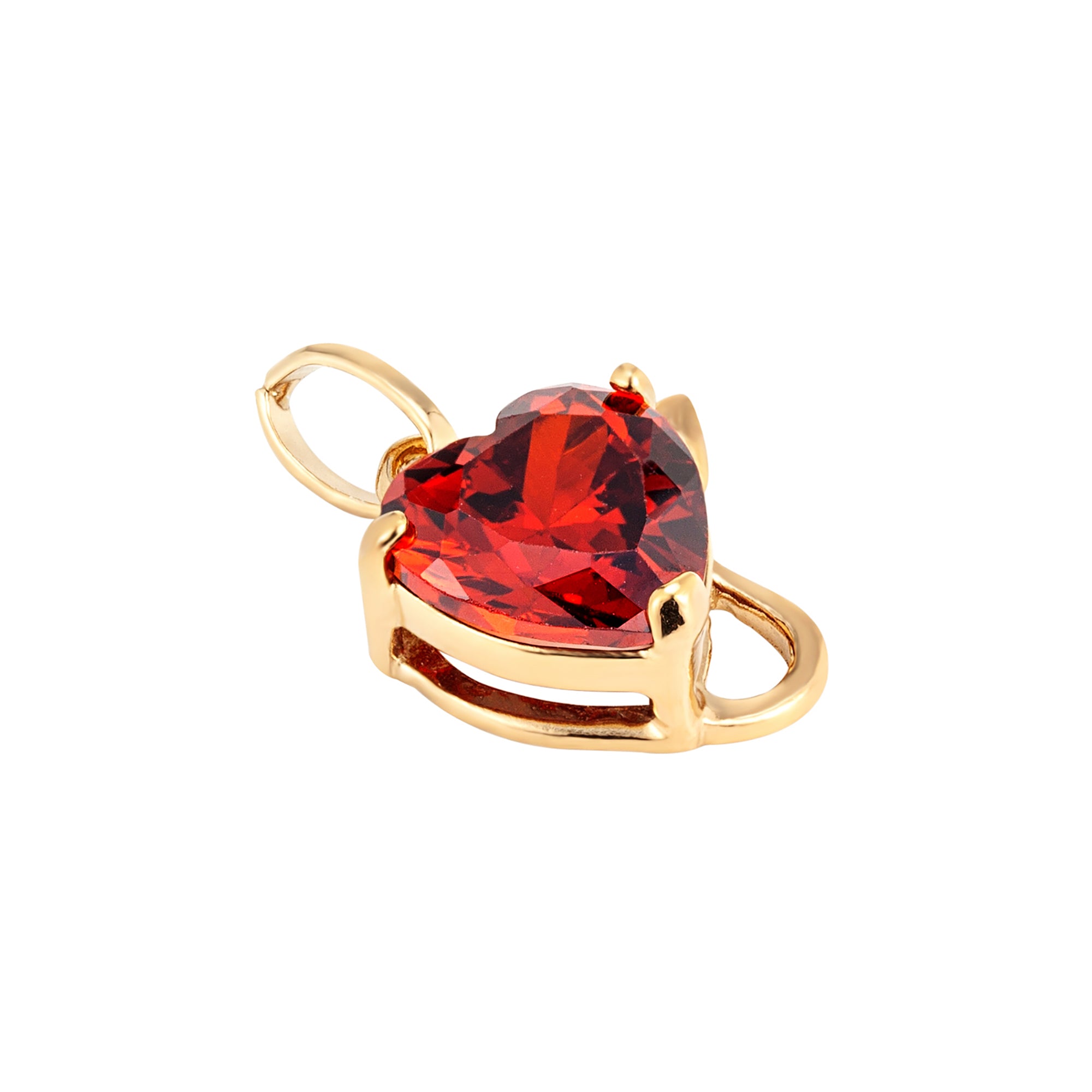 red cz charm  - red charm - heart charm - cz heart charm - seol gold