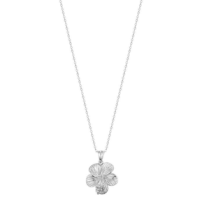 silver hibiscus flower necklace - seolgold