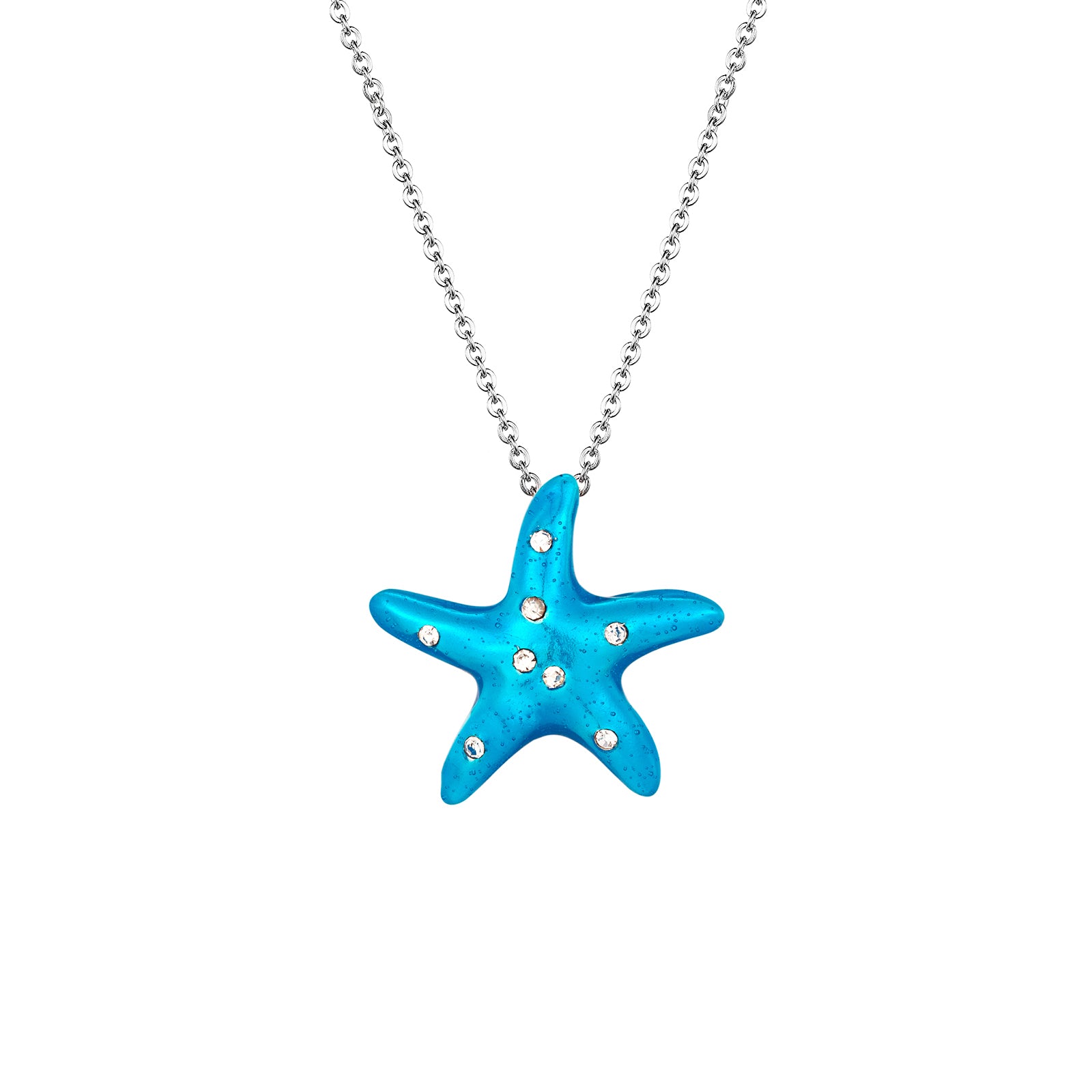 Sterling Silver Blue Enamel Starfish Charm - seolgold