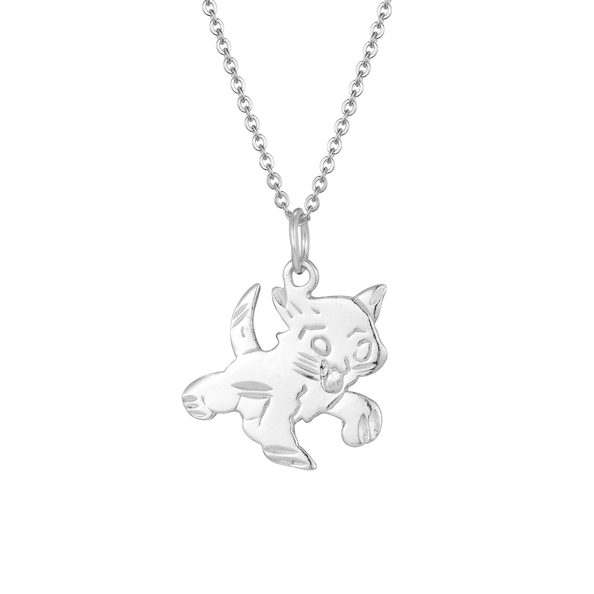 lucky cat - lucky cat charm - cat charm - silver necklace - silver charm - seol gold