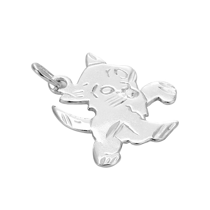 lucky cat charm - lucky cat - cat charm -  silver charm - seol gold