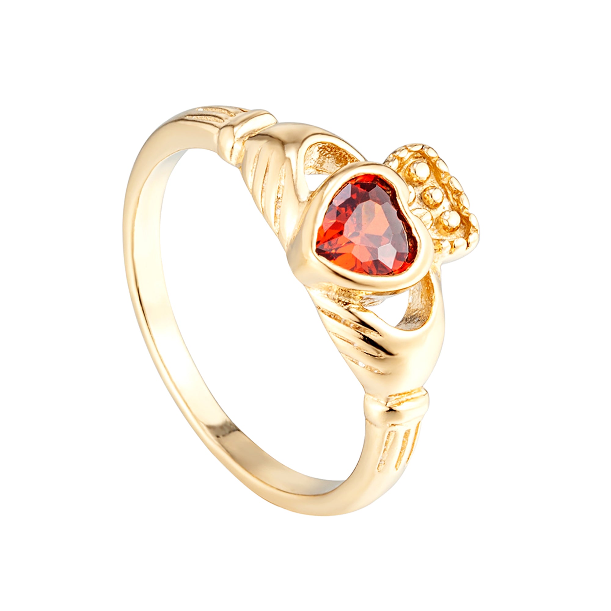 claddagh ring - garnet ring - garnet claddagh ring - gold ring - seol gold