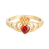 gold claddagh ring - garnet claddagh ring - garnet ring - seol gold