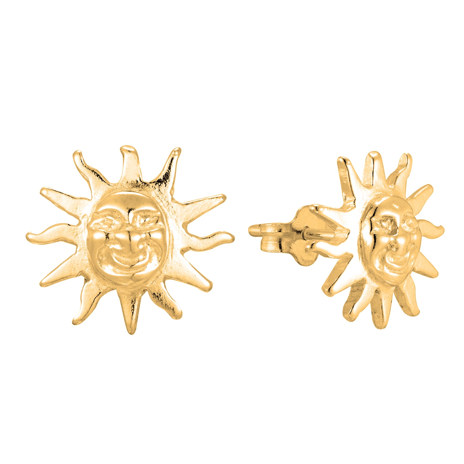 18t Gold Vermeil Sun Stud Earrings - Seol Gold