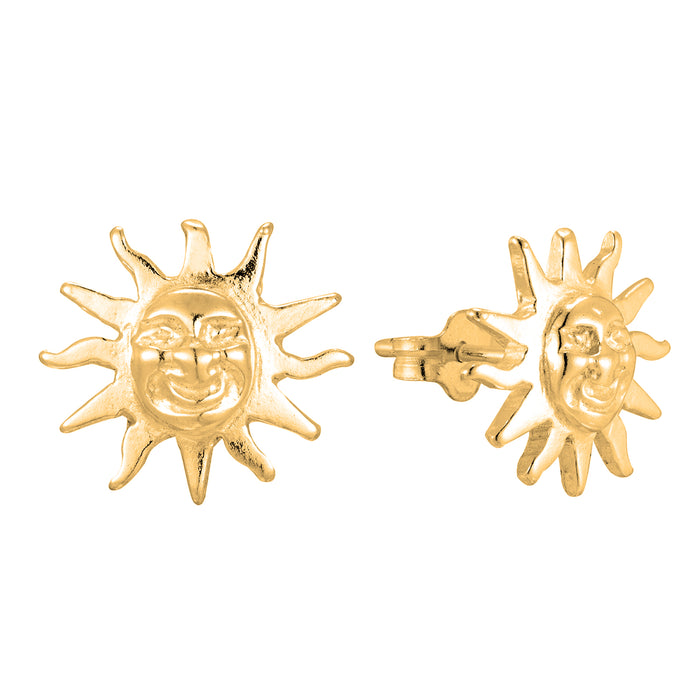 18t Gold Vermeil Sun Stud Earrings - Seol Gold