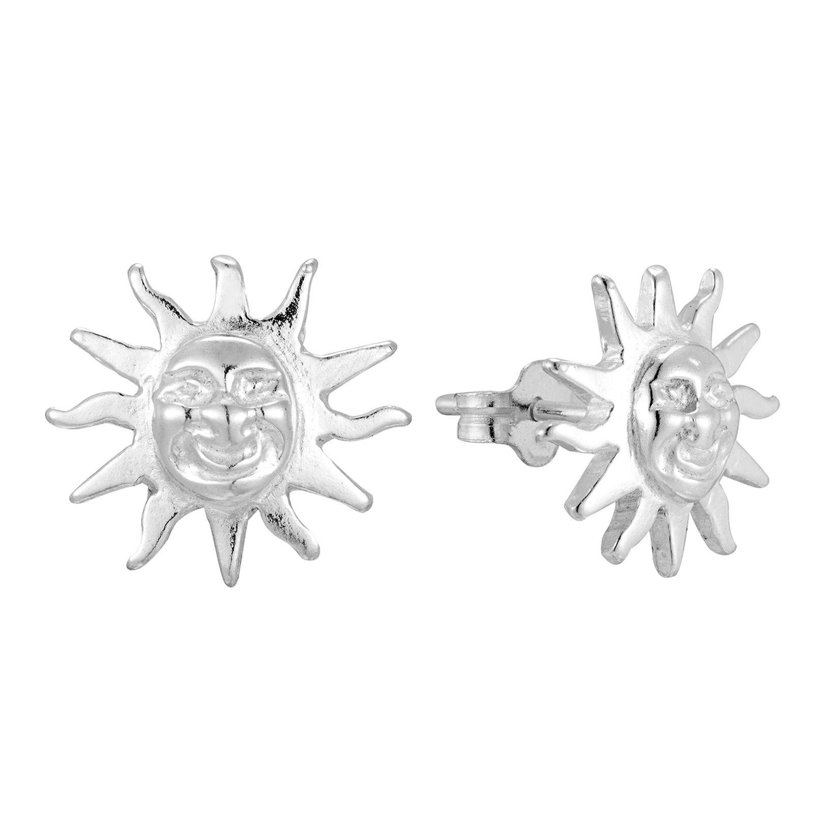 Sterling Silver Sun Stud Earrings - Seol Gold