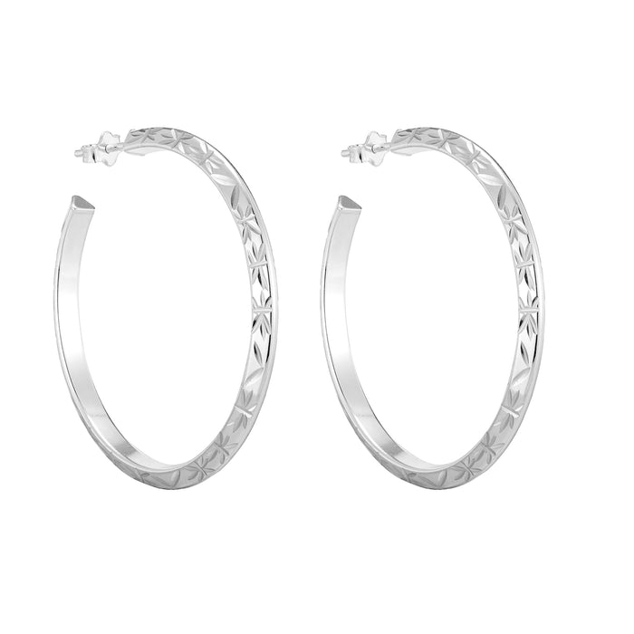 engraved star hoops - seolgold