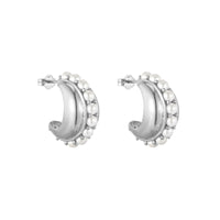 Seol Gold - Sterling Silver Pearl Studded Hoops