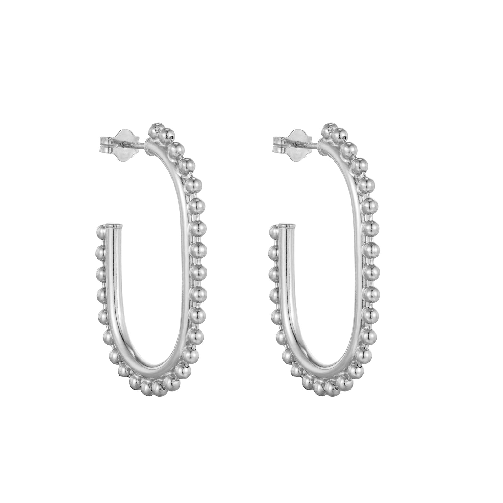 Sterling Silver Large Bobble Half Hoop Earrings - seolgold