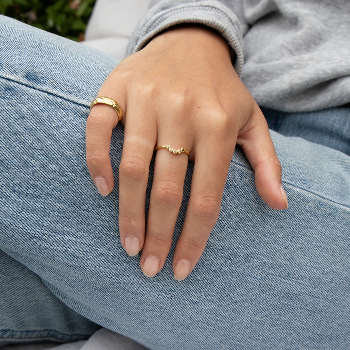 Chunky Diamond Cut Band Ring - seol-gold