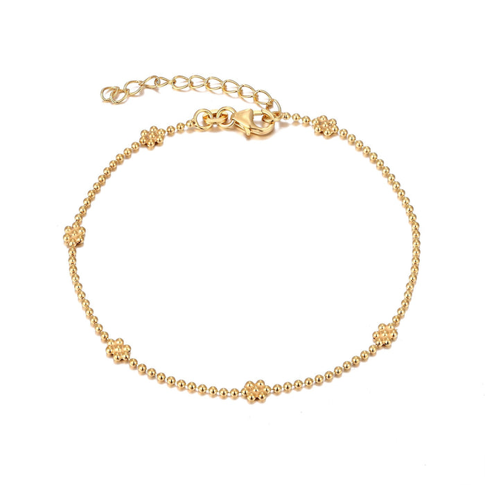 Beaded Flower Anklet - seol-gold