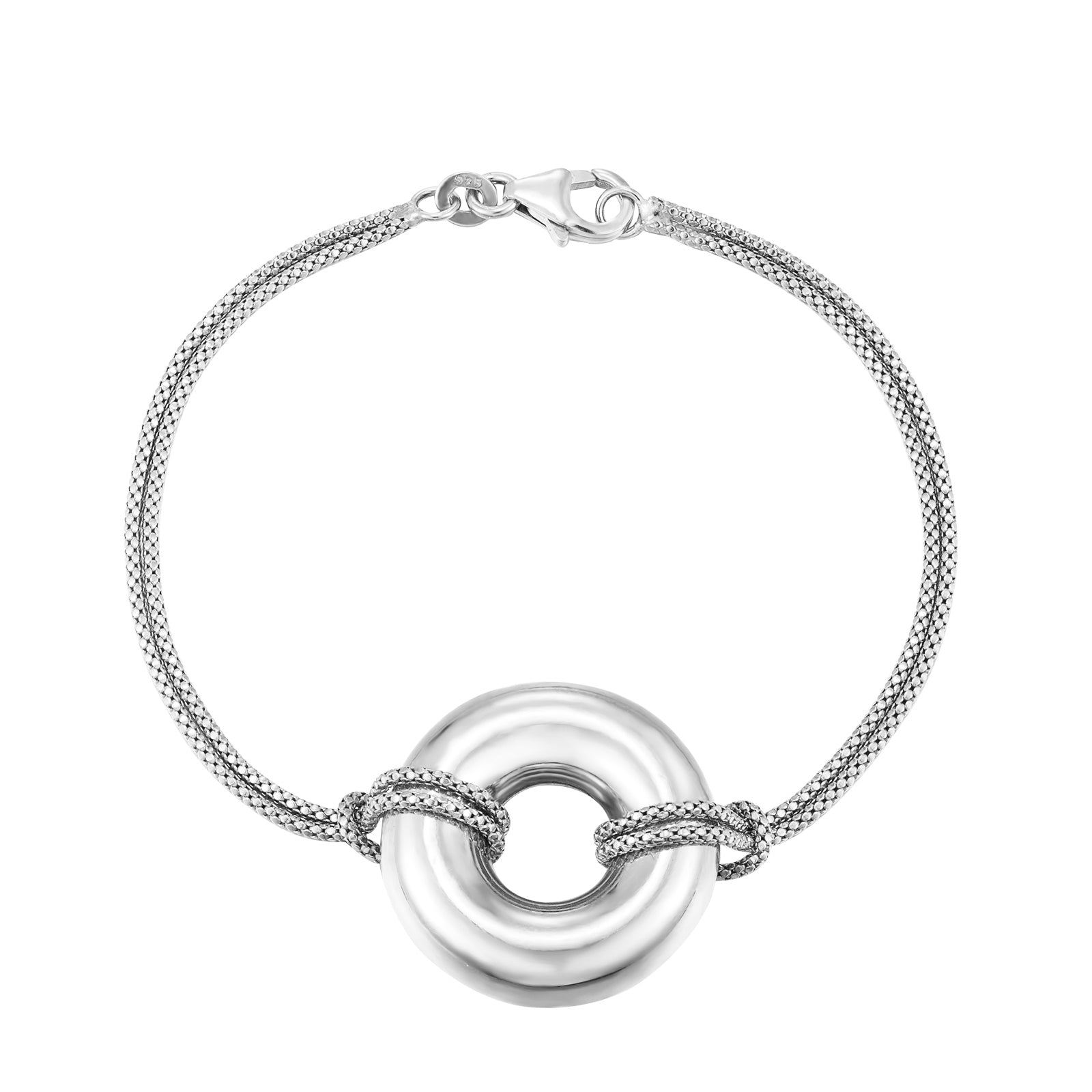 Sterling Silver Puffy Circle Bracelet - seolgold