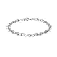 Sterling Silver Heart CZ Mariner Chain Bracelet - Seol Gold