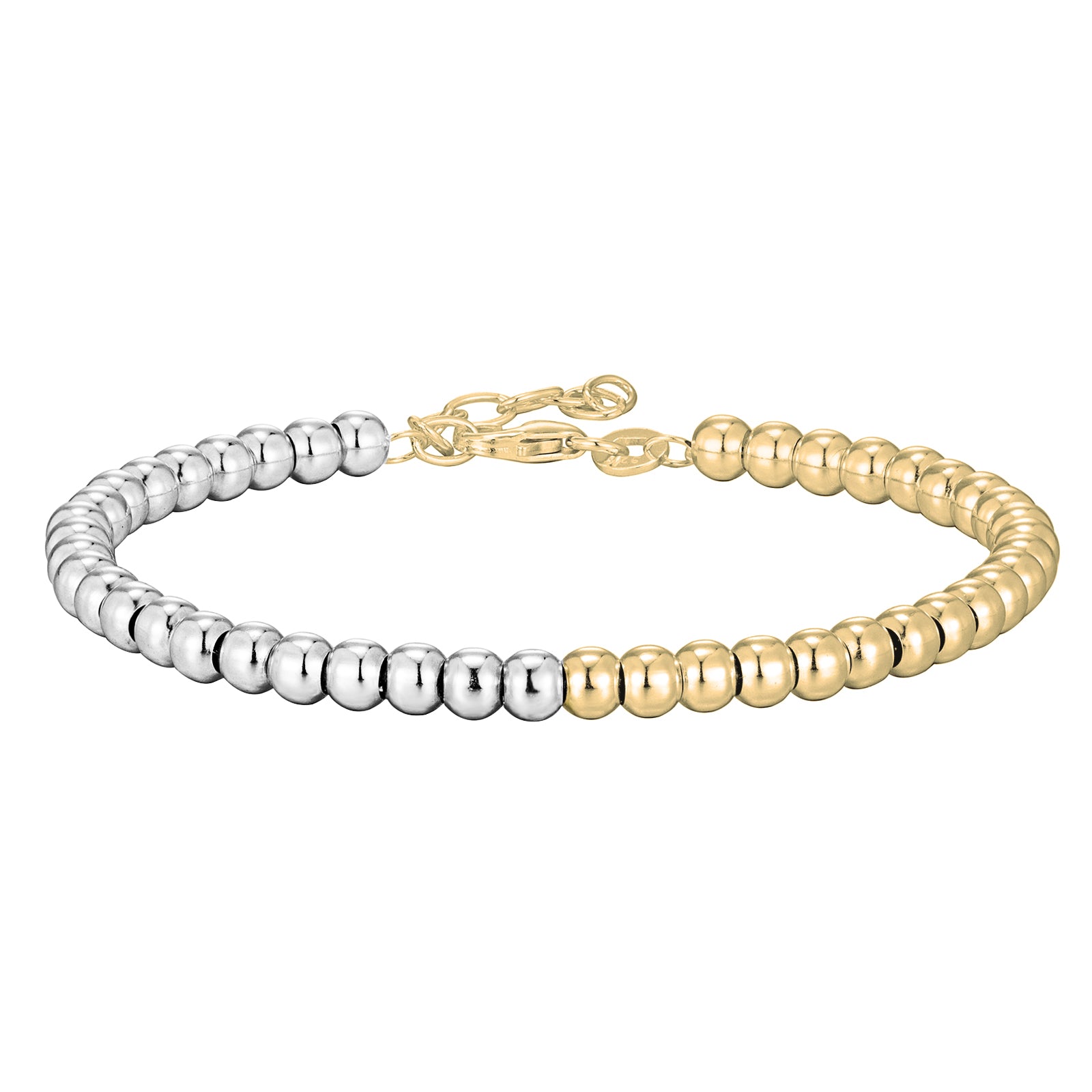 Sterling Silver Two Tone Bead Bracelet - seolgold