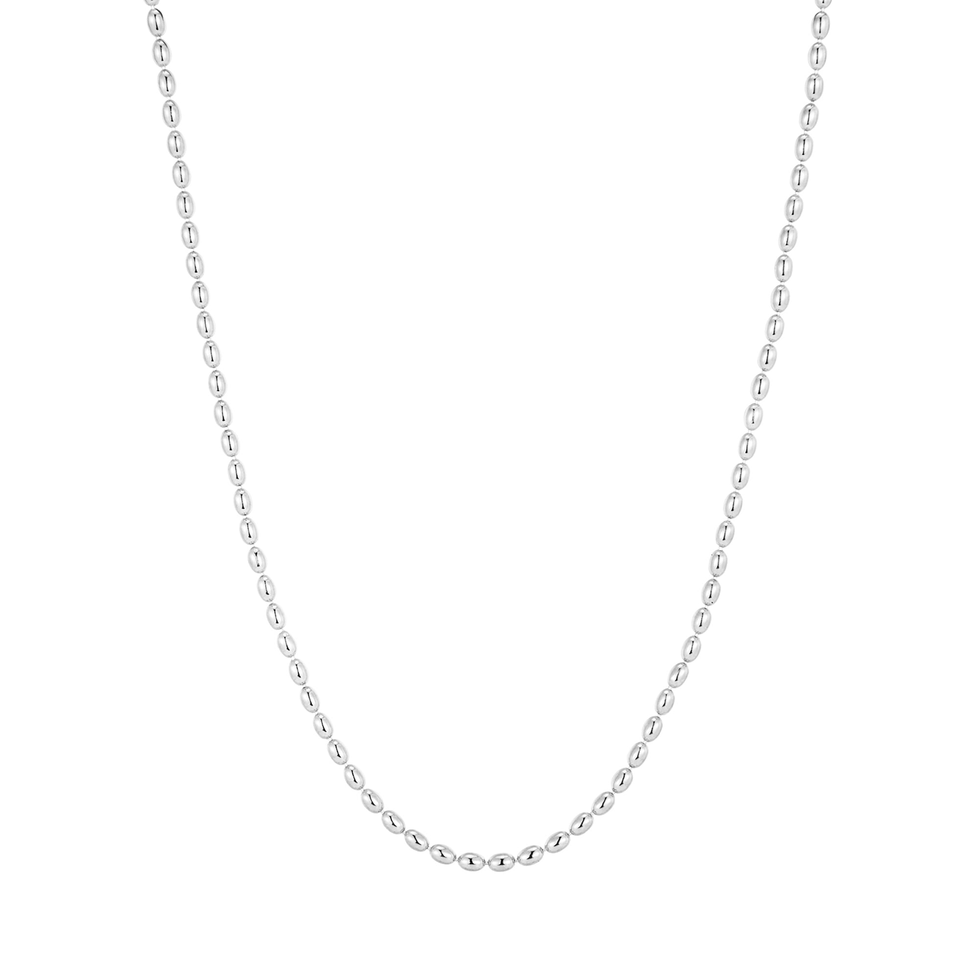 silver beaded necklace - bead chain - beaded necklace - silver ball and bar  bean - seol gold