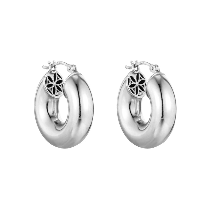 Sterling Silver Round Puffy Hoops - Seol Gold