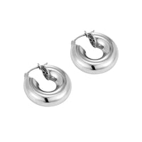 Silver Puffy Hoops - Seol Gold