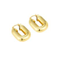 Gold Puffy Oval Hoops - Seol Gold