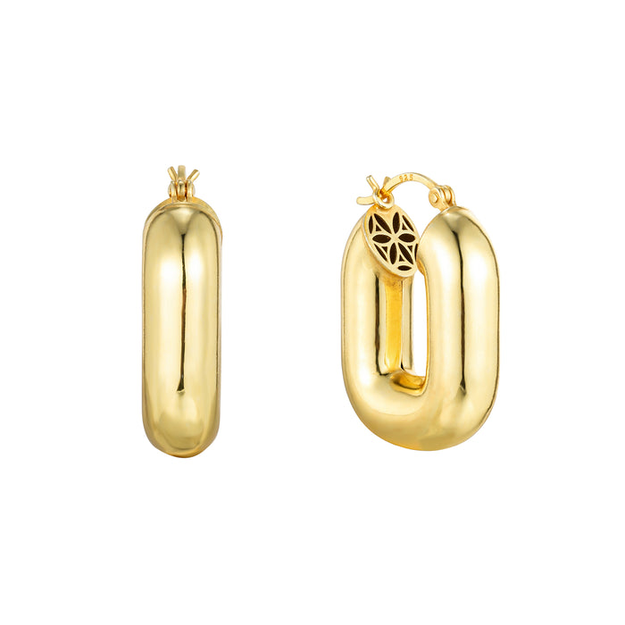 18ct Gold Vermeil Puffy Hoops - Seol Gold