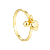 18ct Gold Vermeil Puffed Heart Charm Ring - seolgold