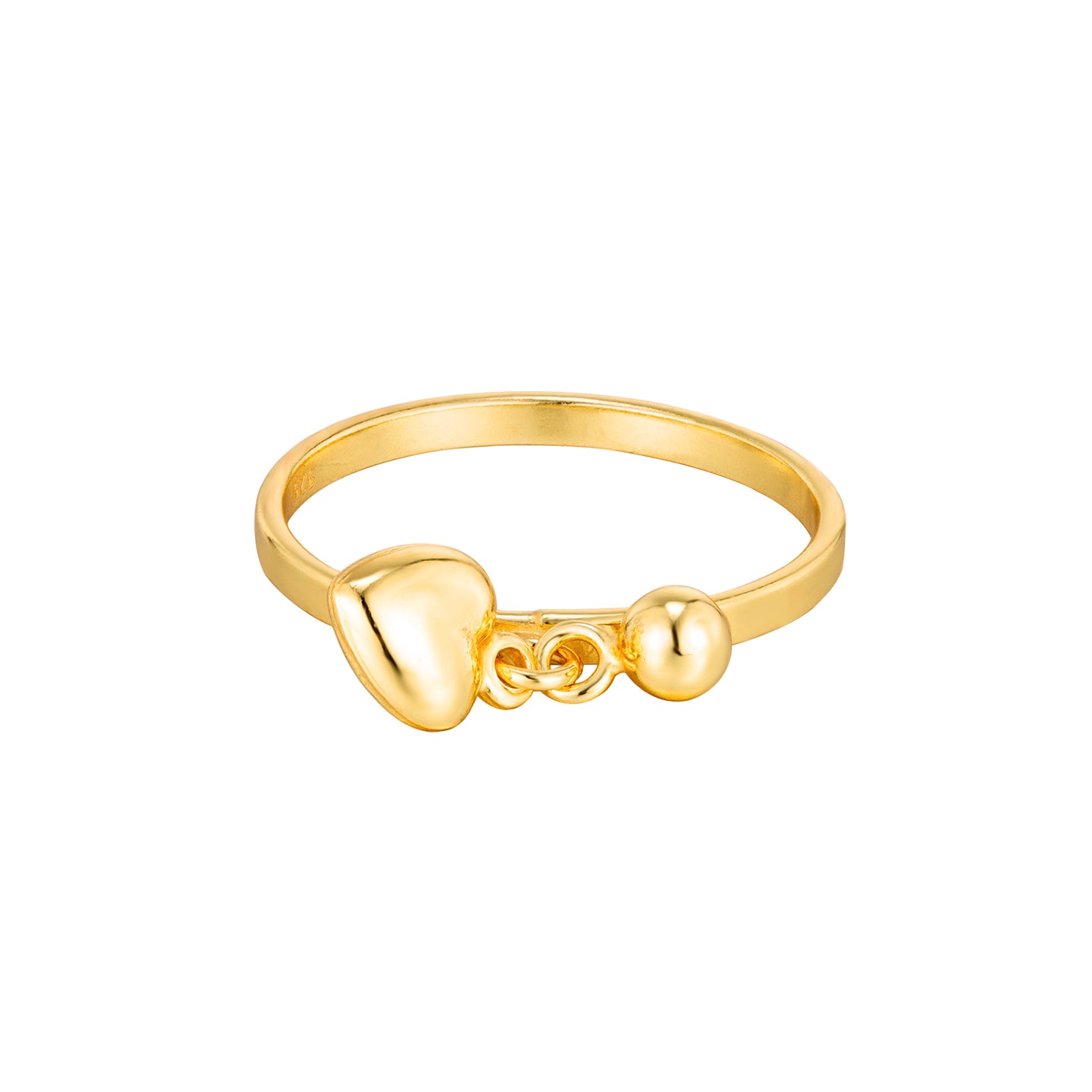 Puffed heart charm ring - seolgold