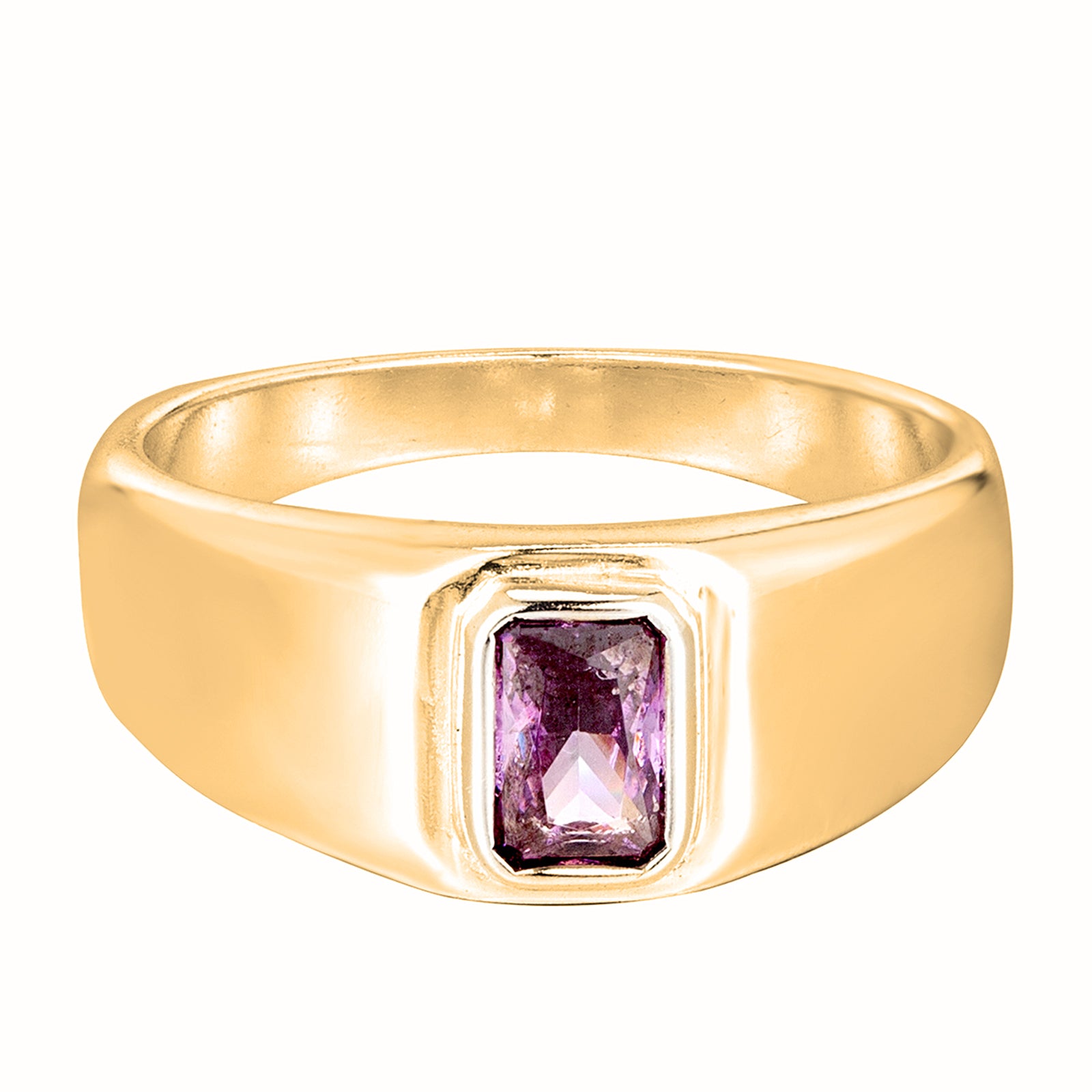 Seol Gold -  18ct Gold Vermeil Chunky Baguette Amethyst Ring