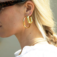 puffy oval gold hoops - seolgold