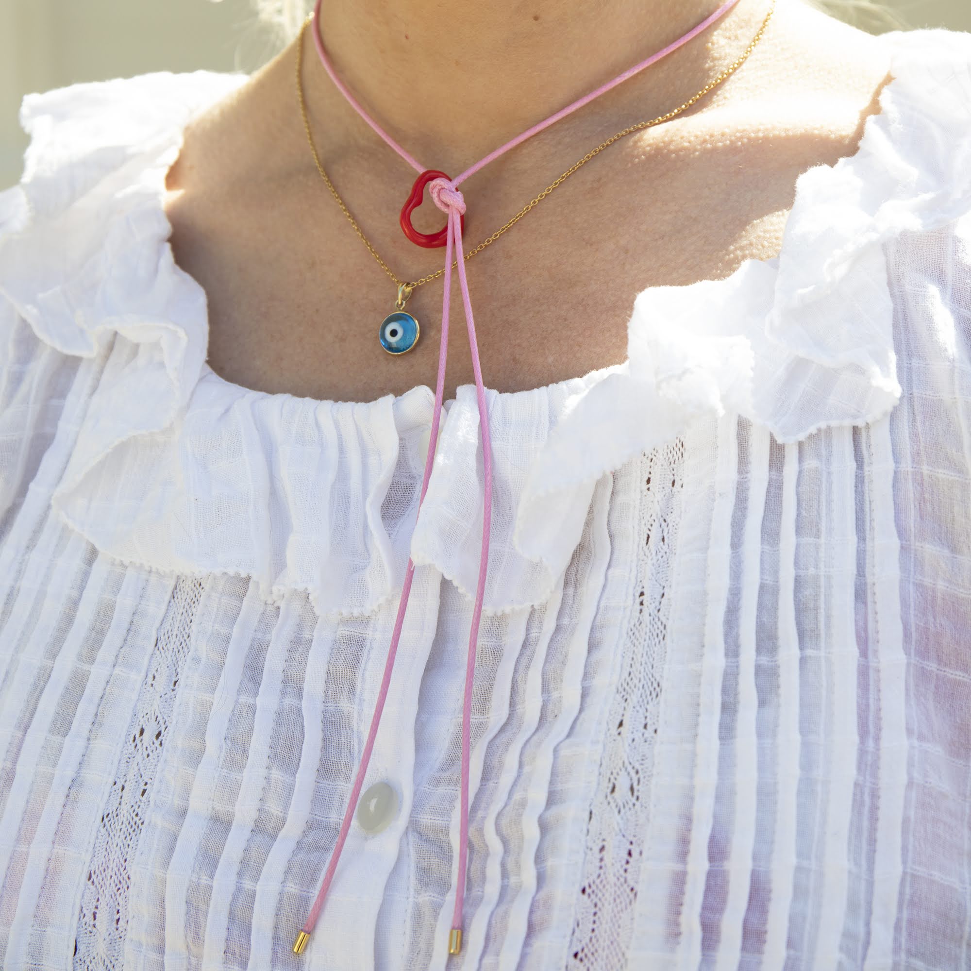 pink cord necklace - seolgold